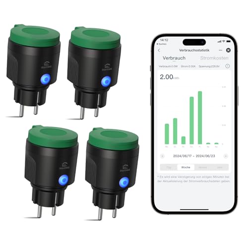 EIGHTREE WLAN Steckdose Outdoor, IP44 Außensteckdose Wasserdicht, WLAN Steckdose mit Strommessung Kompatibel mit Alexa, SmartThings&Google Home, Zeitschaltuhrfunktion, Fernbedienung&Stimmenkontrolle EIGHTREE WLAN Steckdose Outdoor, IP44 Außensteckdose Wasserdicht, WLAN Steckdose mit Strommessung Kompatibel mit Alexa, SmartThings&Google Home, Zeitschaltuhrfunktion, Fernbedienung&Stimmenkontrolle von Eightree