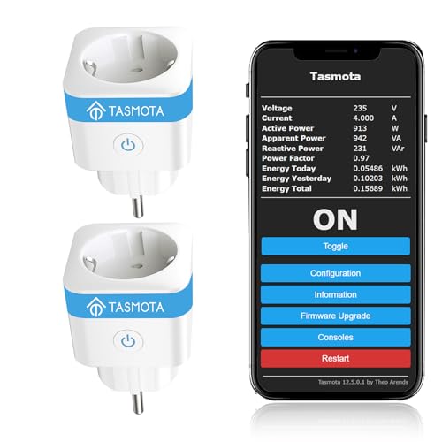 Eightree Tasmota WLAN Steckdose mit Energiemessung in Echtzeit – Smart Plug für Matter, Alexa & Home Assistant, Einfache Einrichtung, 16A, 2,4GHz, 2er-Pack, Deutsche Firmware von Eightree