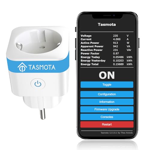 Tasmota Steckdose mit Stromzähler, EIGHTREE Alexa WLAN Smart Steckdose, Smart Home, ESP8685 mit Home Assistant, MQTT, Domoticz, OpenHAB, ioBroker, 16A, nur 2,4GHz-WLAN, 1pc von Eightree