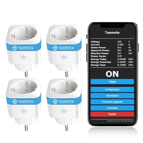 Tasmota Steckdose mit Stromzähler, EIGHTREE Alexa WLAN Smart Steckdose, Smart Home, ESP8685 mit Home Assistant, MQTT, Domoticz, OpenHAB, ioBroker, 16A, nur 2,4GHz-WLAN, 4pcs von Eightree