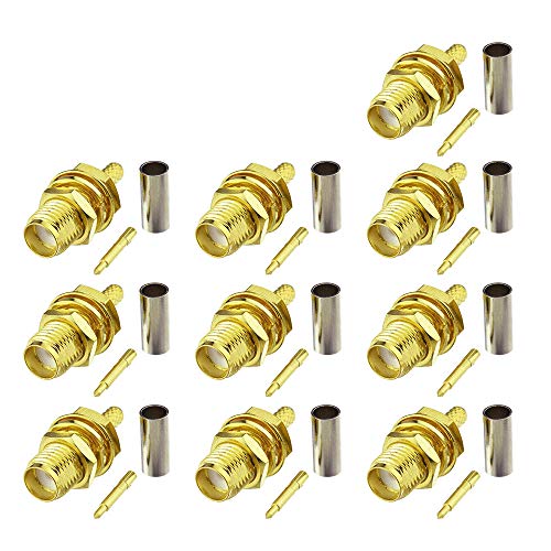 Eightwood RP SMA Stecker RP SMA Buchse (Stift) mit Schott 10St Crimp für RG174 RG316 LMR100 Koaxialkabel Wireless Module Wifi Kamera WLAN PC/LAN WLAN Antennenanschluss MEHRWEG von Eightwood