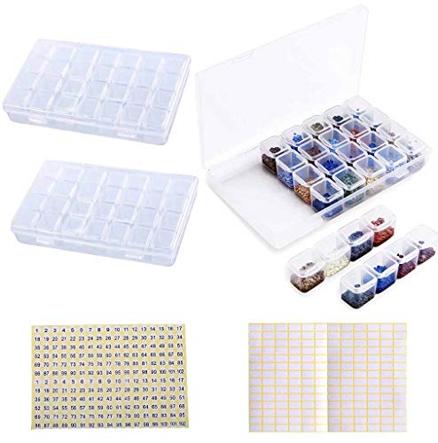 Eiito Diamond Painting Zubehör Boxen, 2 Pack 28 Grids Diamond Painting Aufbewahrungsbox Embroidery Beads Boxes Organizer for Jewelry Earrings Container von Eiito