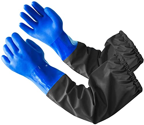 Eiito Gummihandschuhe Lang, PVC Langärmlige Handschuhe Wasserdicht, Teichhandschuhe, 68cm von Eiito