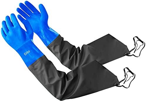 Eiito Sicherheit Arbeitshandschuhe, langärmlige Handschuhe wasserdicht für Aquarium, Teichpflege Handschuhe 69 cm von Eiito
