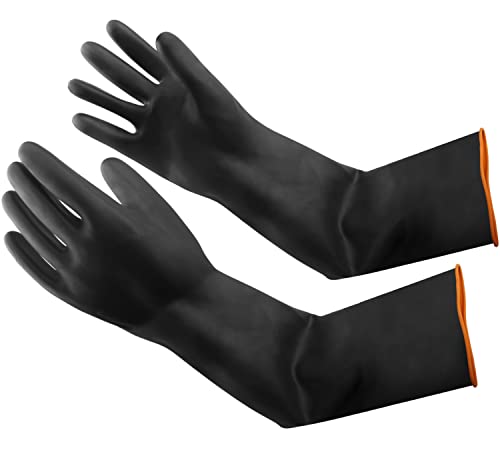 Eiito SäUrefeste Handschuhe Gummihandschuhe Lang Schutz AlkalibestäNdigkeit Handschuhe Industrie Chemie Handschuhe Schwarz,55cm-22inch von Eiito