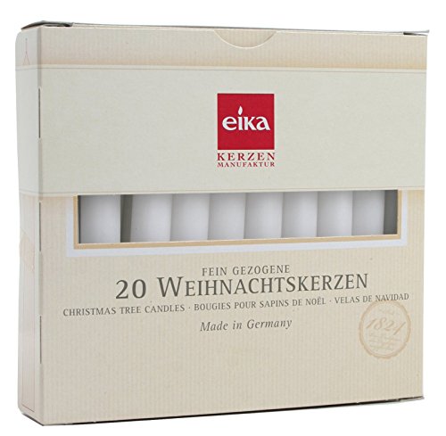 Eika 10243521 Baumkerzen durchgefärbt weiß, 20er Pack 10,5cm x 1,25 cm von Eika