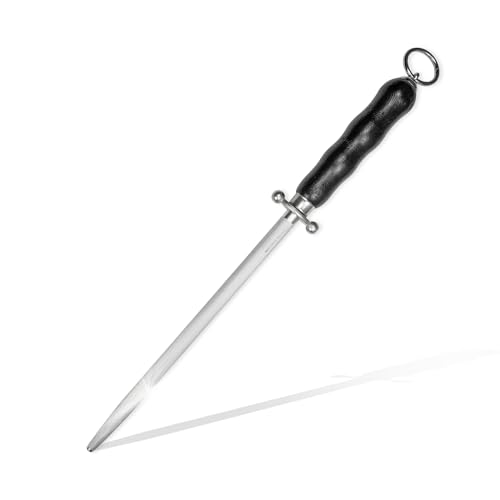 EIKASO Solingen Germany Wetzstahl rund mit Holzgriff 29cm Länge grob Profi Messerschärfer Messerschleifer geeignet für Küchenmesser Hobbyköche und Profiköche von EIKASO