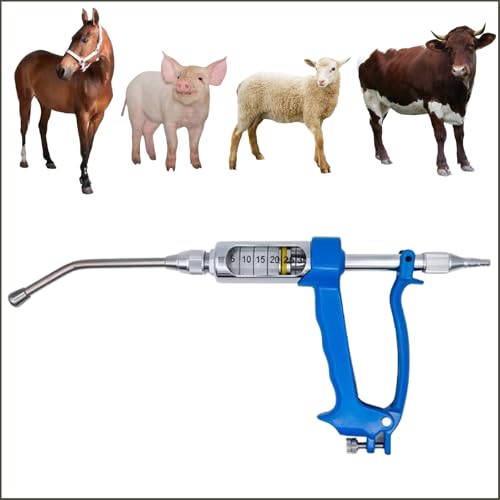 Eikioly 30 ML Kontinuierliches DosiergeräT, Kontinuierliches Drench-Werkzeug, TieräRztliches Metall-Futterwerkzeug, Vieh FüTterungswerkzeug-Spritze, füR Rinder, Pferd, Schafe von Eikioly