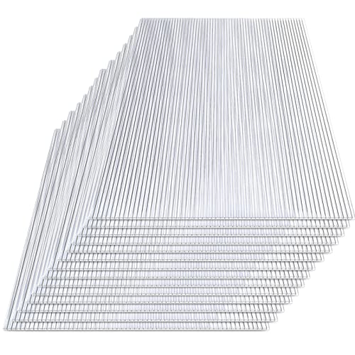 Eikuavons 14x Polycarbonat Hohlkammerstegplatten 4mm, 10,25 m² Doppelstegplatte 60,5 x 121 cm, Stegplatte Gewächshausplatte UV-beständigen für Gewächshaus, Carports, Garten, Treibhaus, Ersatzplatten von Eikuavons