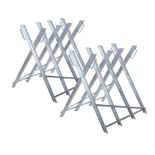 Eikuavons 2x Sägebock klappbar Kettensägen-Zubehör für Holzarbeiten 150kg Traglast Schnell auf- und abbaubar Maße 81x80x80 cm Säge Bock Holz verzinkt Metall Easy to Assemble and Disassemble von Eikuavons