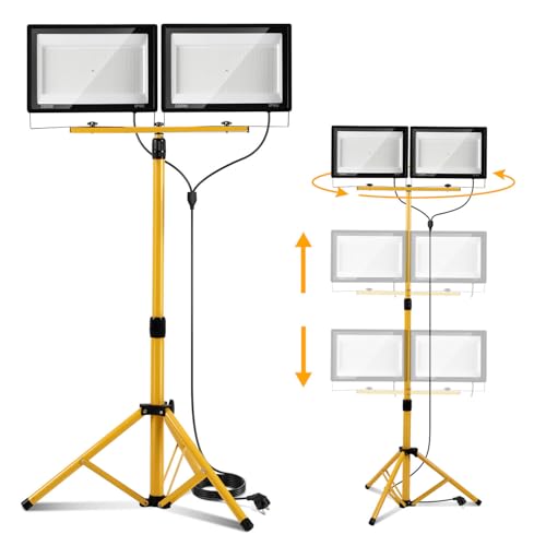 Eikuavons LED Baustrahler 2 x 200W, Baustrahler LED mit Stativ Einstellbar, IP66 Baulampe für Innen- & Außenbereic, 6500K Kaltweiß Baustellenlampe mit 3m Kabel Stecker für Baustelle Werkstatt Keller Eikuavons LED Baustrahler 2 x 200W, Baustrahler LED mit Stativ Einstellbar, IP66 Baulampe für Innen- & Außenbereic, 6500K Kaltweiß Baustellenlampe mit 3m Kabel Stecker für Baustelle Werkstatt Keller von Eikuavons