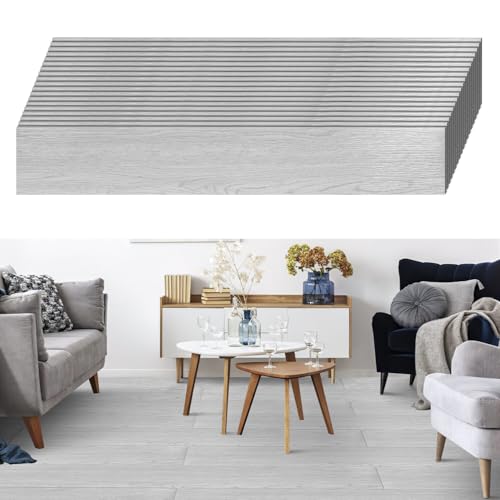 Eikuavons PVC Bodenbelag Selbstklebend, 7.5m² /54 Fliesen Vinylboden 91,44x15,24cm Dicke 2 mm, Rutschfest wasserfest Easy Clean Vinyl Fliesen für Schlafzimmer, Wohnzimmer, Rauchgrau von Eikuavons