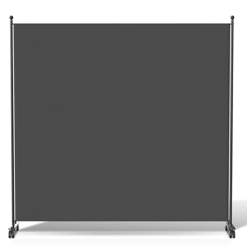 Eikuavons Paravent auf Rollen 187x181cm - Raumteiler 1 Teilig Anthrazit für Homeoffice, Balkon Indoor Sichtschutz | Spanische Wand Freistehend (Anthrazit) von Eikuavons