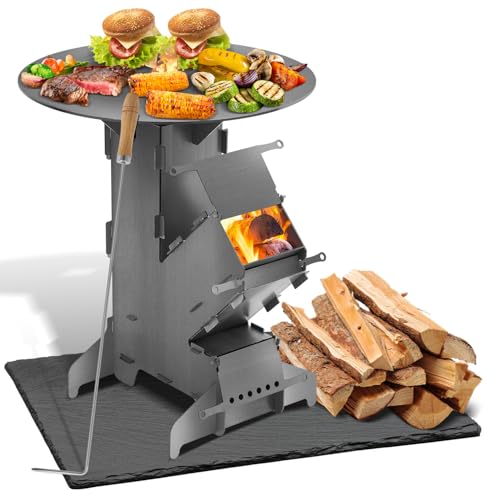 Eikuavons Raketenofen inkl. Grillplatte und Feuerhaken Rocket Stove Stecksystem aus massivem 3 mm dickem Stahl Campingkocher mit 2 zusätzlichen Standfüßen Kanonenofen BBQ Rakete Holzofen Eikuavons Raketenofen inkl. Grillplatte und Feuerhaken Rocket Stove Stecksystem aus massivem 3 mm dickem Stahl Campingkocher mit 2 zusätzlichen Standfüßen Kanonenofen BBQ Rakete Holzofen von Eikuavons