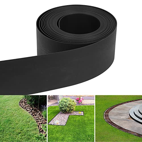 Eikuavons Rasenkante Kunststoff, Plastic Beeteinfassung,Beeteinfassun, Gartenumrandung, Einfache Handhabung Rolle Beetumrandungen für Wege, Begrenzungen, Kieswege(Länge 25m - Höhe 10cm, Schwarz) von Eikuavons