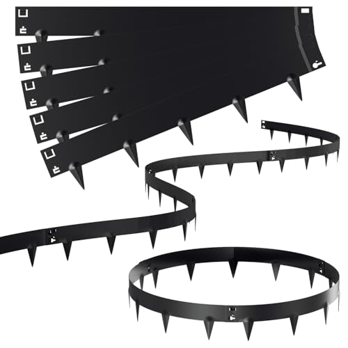 Eikuavons Rasenkante Metall Mähkante, 100x15cm Beeteinfassung mit Dornen, Flexible Verformbar Beetumrandung für Hof Garten Bauernhof verwendet Werden, Schwarz (Länge 25m - Höhe 15cm) von Eikuavons