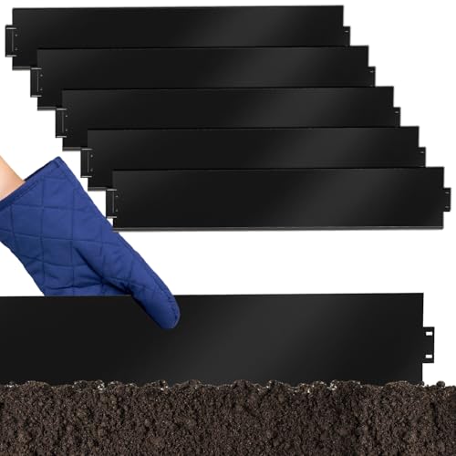 Eikuavons Rasenkante verzinkt Metall, Beeteinfassung 5m 10m 15m 20m 25m 30m 35m 40m 45m 50m 100x15cm oder 100x18cm, Flexible Verformbar Beetumrandung, Schwarz (Länge 10m - Höhe 15cm) von Eikuavons