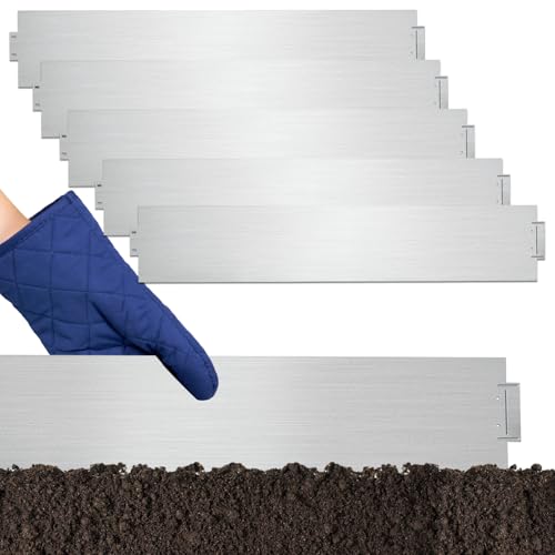 Eikuavons Rasenkante verzinkt Metall, Beeteinfassung 5m 10m 15m 20m 25m 30m 35m 40m 45m 50m 100x15cm oder 100x18cm, Flexible Verformbar Beetumrandung, Silber (Länge 50m - Höhe 15cm) von Eikuavons