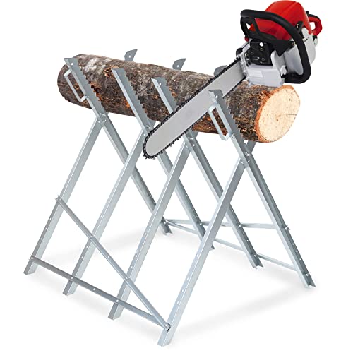 Eikuavons Sägebock Klappbar Holzsägebock Verzinkt bis150kg Stabil Holzbock Sägegestell Kettensägebock Holzschneidebock Metall 81x80x80CM Silber von Eikuavons