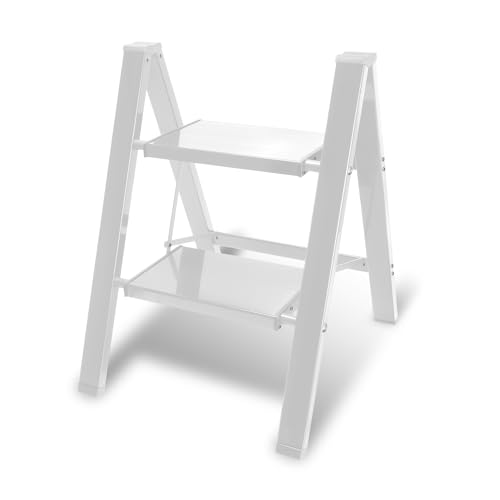 Eikuavons Trittleiter, Klapptrittleiter 2 Stufen Klappbar, Leicht Stehleiter, Aluminium Tritthocker, rutschfeste Leiter mit Klappsicherung, Klappleiter für Haushalt, Küche, Belastbar bis 150kg, Weiß Eikuavons Trittleiter, Klapptrittleiter 2 Stufen Klappbar, Leicht Stehleiter, Aluminium Tritthocker, rutschfeste Leiter mit Klappsicherung, Klappleiter für Haushalt, Küche, Belastbar bis 150kg, Weiß von Eikuavons