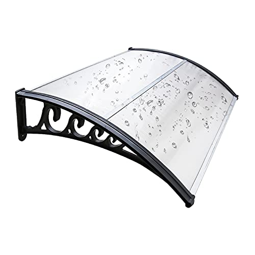 Eikuavons Vordach für Haustür 100x120 cm, Überdachung Haustür, Pultbogenvordach Transparent Polycarbonat Pultvordach 6 mm, PP Halterung, Türdach für draußen Sonnenschutz Regen- und schneesicher von Eikuavons