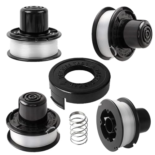 (4+1+1) Rasentrimmer Fadenspulen,Trimmer Fadenspule,Fadenspulen für Trimmer Spulen,Ersatzspulen für Rasentrimmer,Kompatibel mit Black+Dec Rasenmähern GL250, GL310 und GL360 von Eimuweip