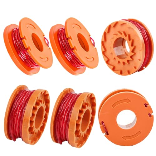 6 Stück Rasentrimmer Faden für Worx Modell WA0004.1 WA0010, Spule Rasentrimmer Ersatz Kompatibel mit 20V WG180 WG163 WG163E von Eimuweip