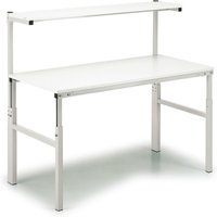 TRESTON Arbeitstisch mit Etagenbord, höhenverstellbar, TK 300 kg, BxT 1.800 x 700 mm von Treston