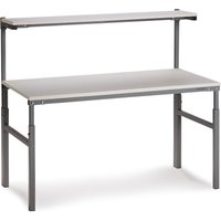 TRESTON Arbeitstisch mit Etagenbord, höhenverstellbar, TK 300 kg, BxT 1.800 x 900 mm von Treston