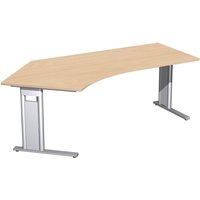 Geramöbel Büro-Schreibtisch Profi, Freiform-Tischplatte 135° links, C-Fuß-Gestell, BxT 2.166 x 1.130 mm, Buche von Geramöbel