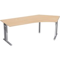 Geramöbel Büro-Schreibtisch Profi, Freiform-Tischplatte 135° rechts, C-Fuß-Gestell, BxT 2.166 x 1.130 mm, Buche von Geramöbel