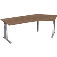 Geramöbel Büro-Schreibtisch Profi, Freiform-Tischplatte 135° rechts, C-Fuß-Gestell, BxT 2.166 x 1.130 mm, Nussbaum von Geramöbel