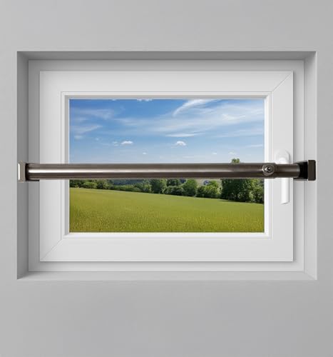 Fenstersicherung 1-fach mit Kippfunktion – Einbruchschutz Teleskopstange mit Druckschloss | Edelstahl oder Weiß | Länge 600–3200 mm | Sicherungsstange für Fenster & Türen (Edelstahl, 1800-3200mm) von Einbruchschutz Hausen
