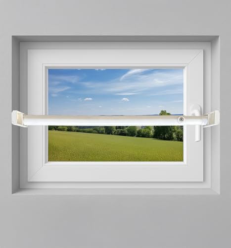 Fenstersicherung 1-fach mit Kippfunktion – Einbruchschutz Teleskopstange mit Druckschloss | Edelstahl oder Weiß | Länge 600–3200 mm | Sicherungsstange für Fenster & Türen (Weiß, 1000-1800mm) von Einbruchschutz Hausen