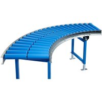 Leicht-Rollenbahn, 90˚ Kurve, Kunststoffrollen, Ø 50 mm, Bahnbreite 500 mm, Achsabstand 62,5 mm von BLUME