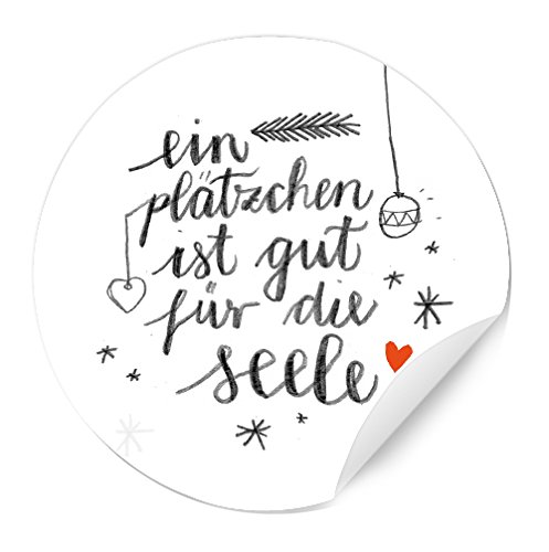 24 runde, witzige Aufkleber: ein Plätzchen ist immer gut für die Seele. Weihnachtsetiketten im schönen Handlettering Design, MATTE Papieraufkleber für Kekse und Gebäck, Gebäckdosen, Keksdosen von Eine der Guten