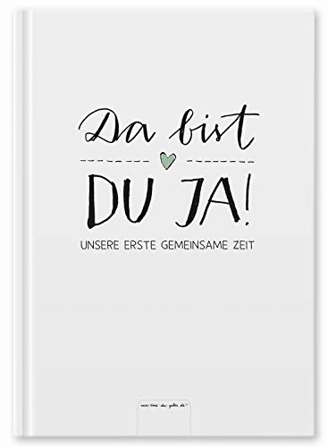 Babytagebuch für das 1. Jahr - Da bist du ja - Baby Diary zum Eintragen für das erste Lebensjahr, Geburtsgeschenk für Jungen & Mädchen, Premium Hardcover A5, weiß mint von Eine der Guten