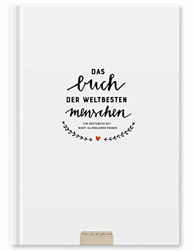 Witziges Gästebuch mit Fragen zum Ausfüllen, Freundebuch für Erwachsene, Hochzeitsgästebuch zum Schreiben & Malen, klimaneutrales FSC-Papier, Weiß, Hardcover, robuste Fadenbindung, 17x24,5cm von Eine der Guten