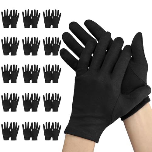 Einfa Baumwollhandschuhe Schwarz - Handschuhe Baumwolle 20 Paare (40 Stück) - S Klein 20cm Arbeitshandschuhe Damen - Cotton Gloves für Rezeptionisten - Pflegehandschuhe für Trockene Hände von Einfa