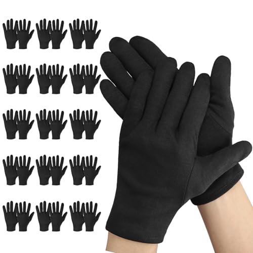Einfa Handschuhe Baumwolle Schwarz - Groß Baumwollhandschuhe L 20 Paare (40 Stück) - Arbeitshandschuhe Herren Portier Fahrer - Work Cotton Gloves Stoffhandschuhe for Trockene Hände von Einfa