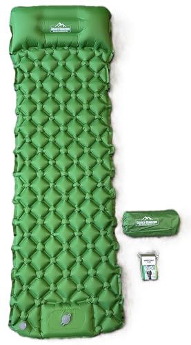 Einfach Draussen Aufblasbare, Selbstaufblasend Ultraleichte Isomatte mit integriertem Kissen, Iso Matte, Platzsparend,Komfortabel,strapazierfähig,Camping,Outdoor,Zelten (Set Isomatte + Wärmefolie) von Einfach Draussen