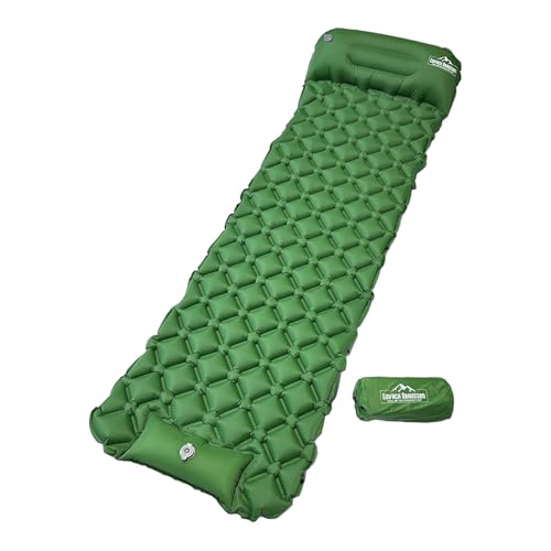 Einfach Draussen NEU Aufblasbare Ultraleichte Isomatte mit integriertem Kissen, Iso Matte Aufblasbar, Platzsparend, Komfortabel, strapazierfähig, Camping, Outdoor, Zelten (Grün) von Einfach Draussen