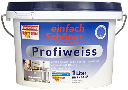 einfach Schöner 1 L. Profiweiss Weiss Wandfarbe der Spitzenklasse von einfach Schöner