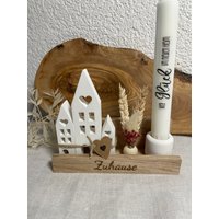 Häuserzeile Zum Einzug/Umzug Deko Lichterhäuschen Trockenblümchen Kerzenbotschaft von EinfachHerzlich