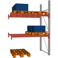 META MULTIPAL Palettenregal, Anbaufeld, Fachlast 2.210 kg, 6 Palettenplätze, 2,7 m Höhe von META