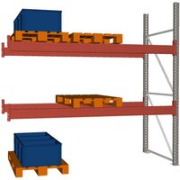 META MULTIPAL Palettenregal, Anbaufeld, Fachlast 3.750 kg, 9 Palettenplätze, 2,7 m Höhe von META
