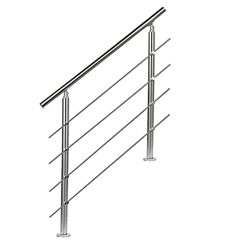 EINFEBEN Geländer Edelstahl Handlauf Treppengeländer 80 cm mit 4 Querstreben, für Treppenhaus innen, Balkon, Hauseingang von Einfeben