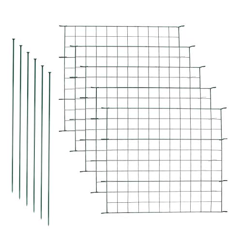 EINFEBEN Teichzaun Gartenzaun Zaun Teich mit 5 Zaunelemente und 6 Befestigungsstäben, Metallzaun Grün, Gitterzaun, Gartenzaun, Campingzaun (Gerade) von Einfeben