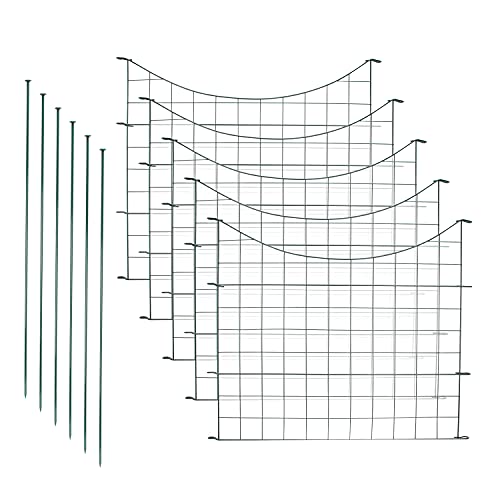 EINFEBEN Teichzaun Gartenzaun Zaun Teich mit 5 Zaunelemente und 6 Befestigungsstäben, Metallzaun Grün, Gitterzaun, Gartenzaun, Campingzaun (Unterbogen) von Einfeben