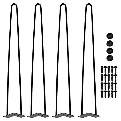 Einfeben 4er Tischbeine Haarnadel Hairpin Legs mit 3 Streben, 61 cm Stahl Tischgestell, inkl. Bodenschoner und Schrauben, Metall Möbelfüße Tischkufen, für Möbel DIY Couchtisch Schreibtisch Esstisch von Einfeben